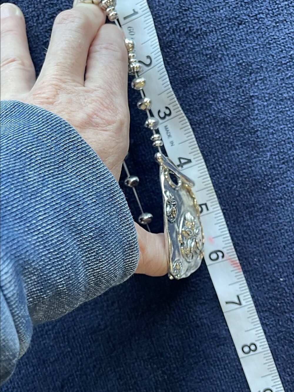 Vintage Tribal Distressed Silver Bangle Stretch Bracelet Ethnic Boho Wide Band - Picture 12 of 13